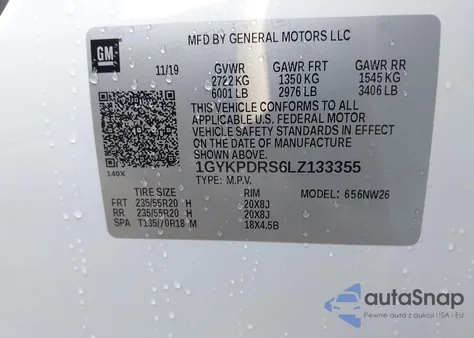 2020 Cadillac Xt6 Awd Premium Luxury from USA, damaged, VIN 1GYKPDRS6LZ133355